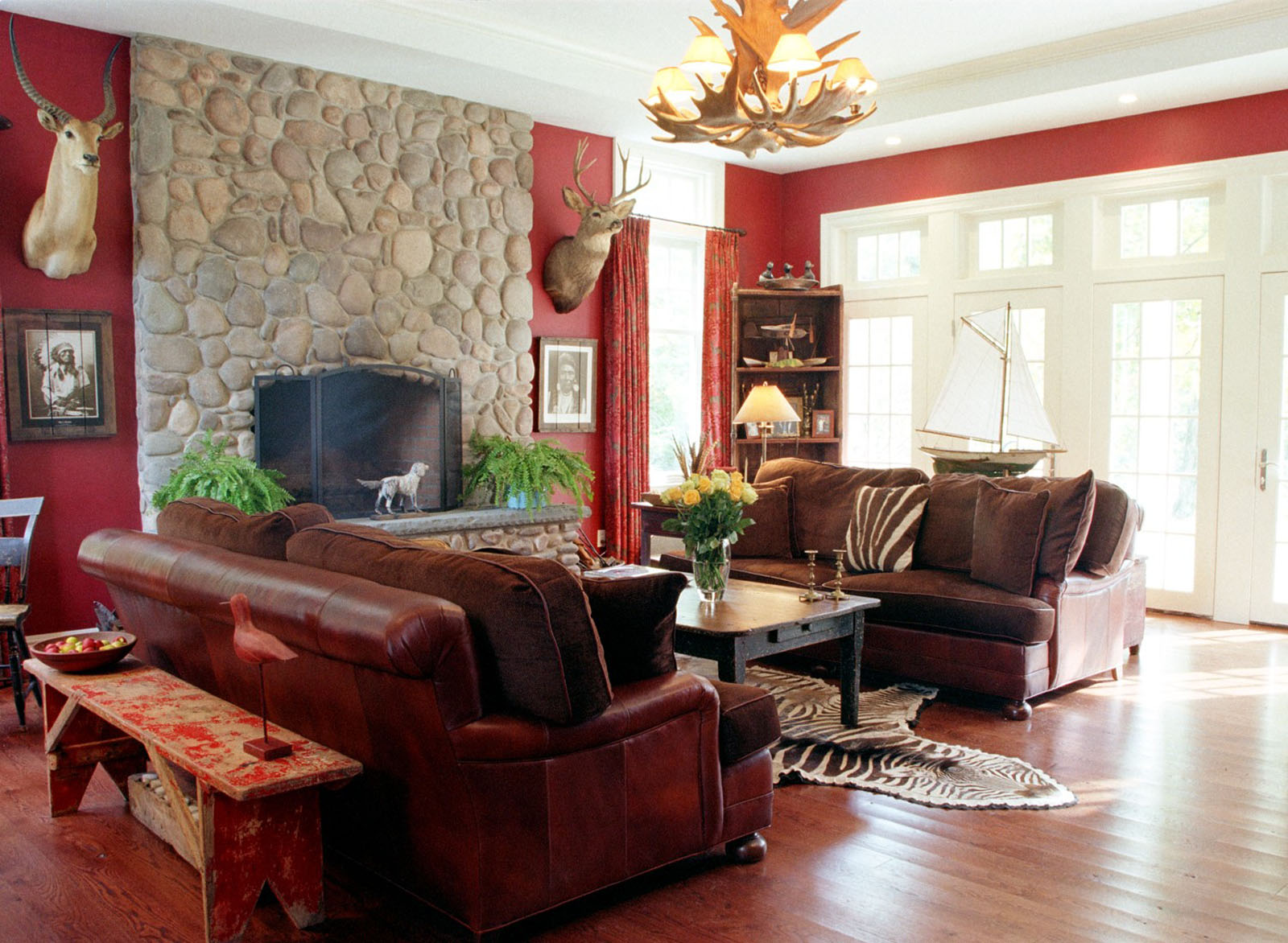 decorate living room with deep red