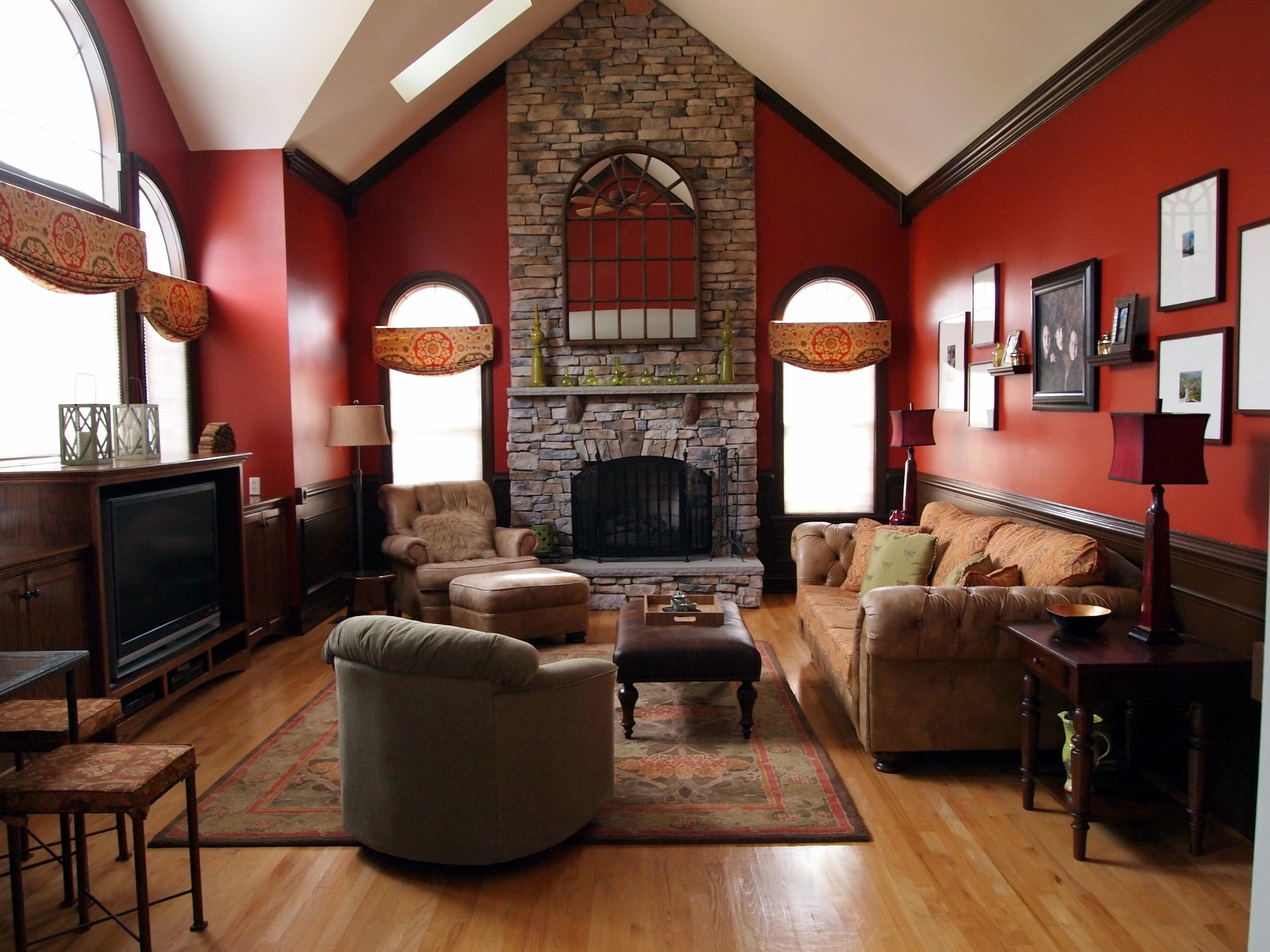 red paint ideas for living room