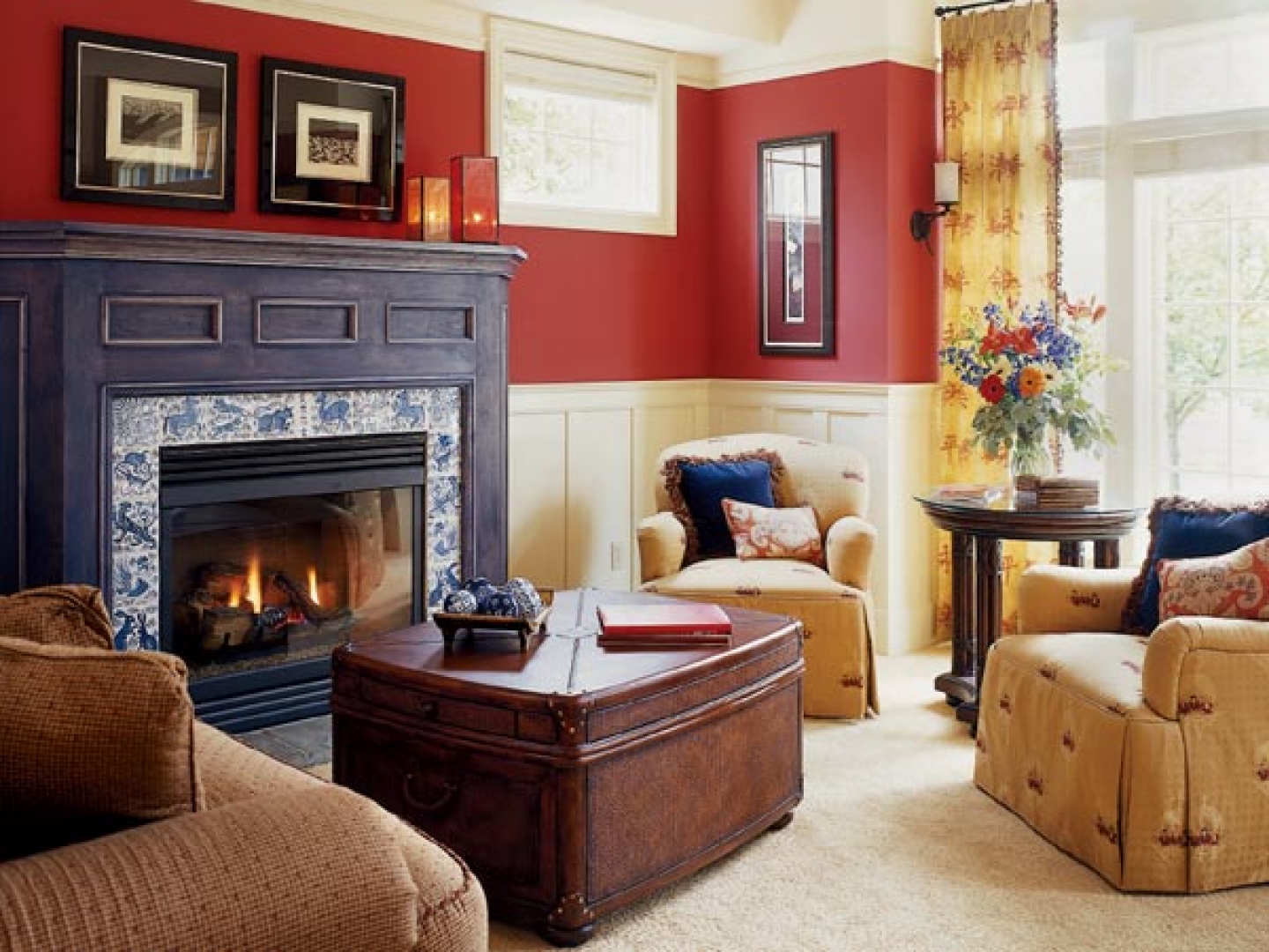 red color scheme living room