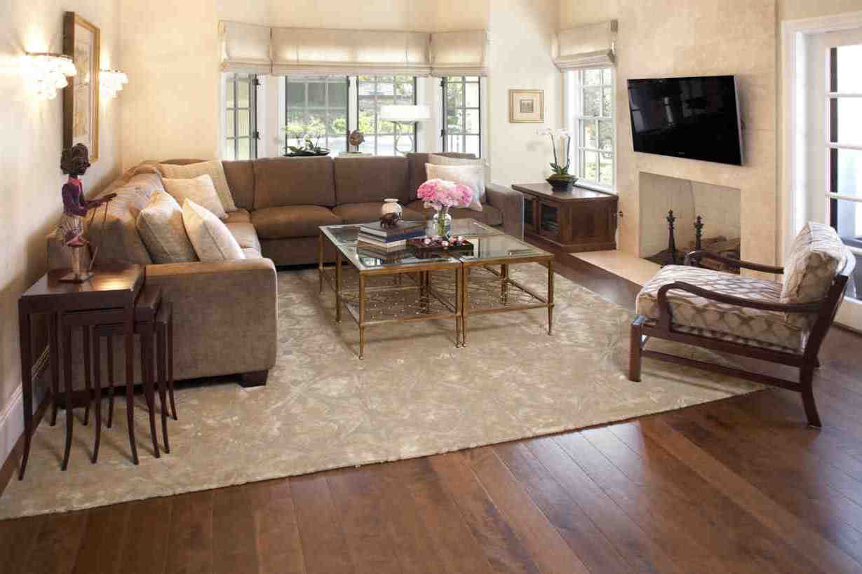 Bordered Area Rug In Living Room
