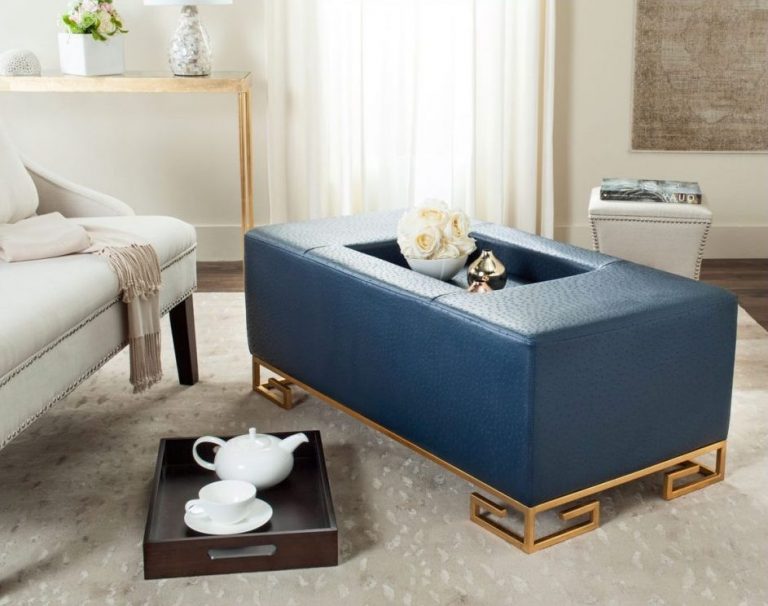 Navy Blue Coffee Table With Tufted Ottoman Roy Home Design