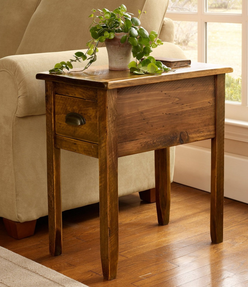 Rustic Wooden Side Tables With Storage For Living Room End Tables 
