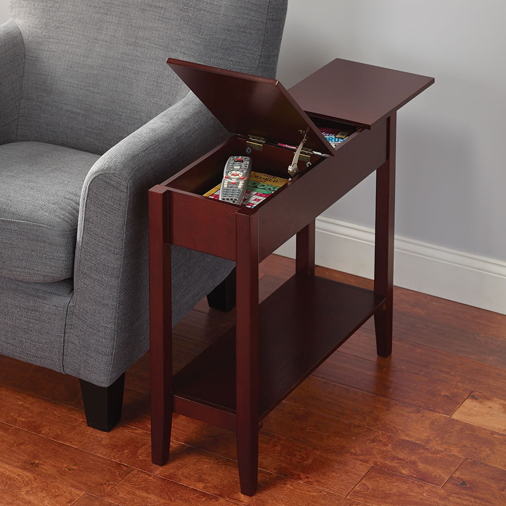 Small Wooden Cherry End Tables With Storage Design For Small Spaces Living Room 