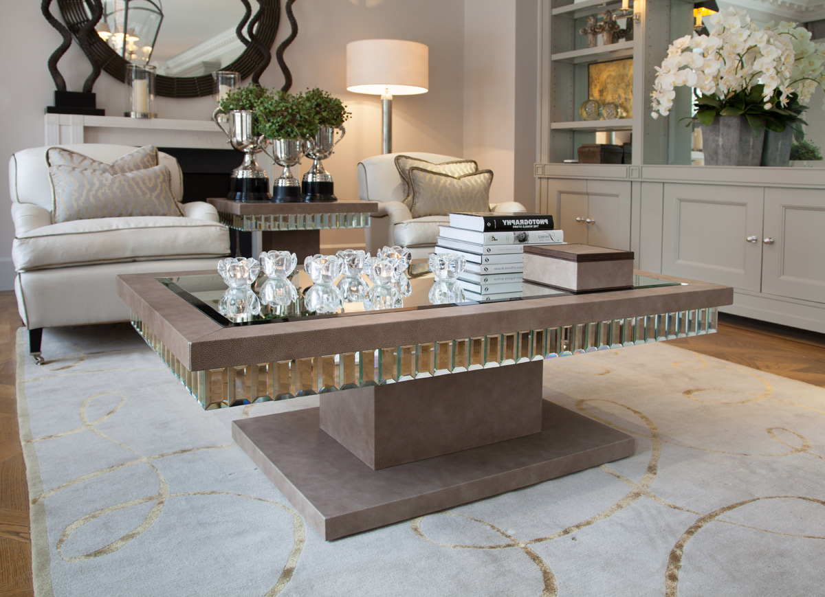 mirrored living room table set