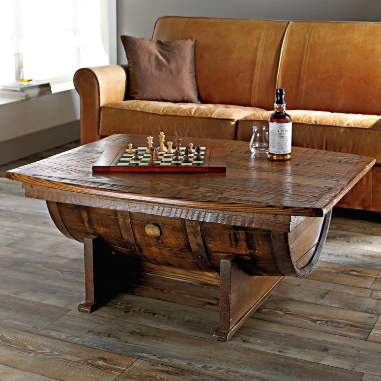 Wooden Barrel Coffee Table Furniture