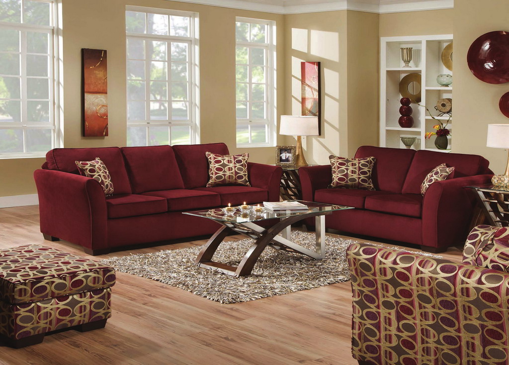 living room burgundy furniture
