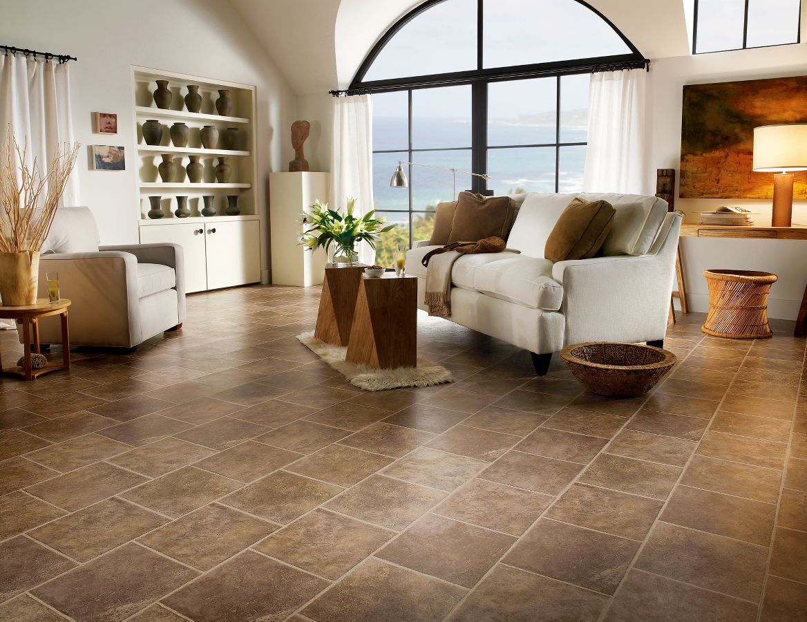 living room stone flooring