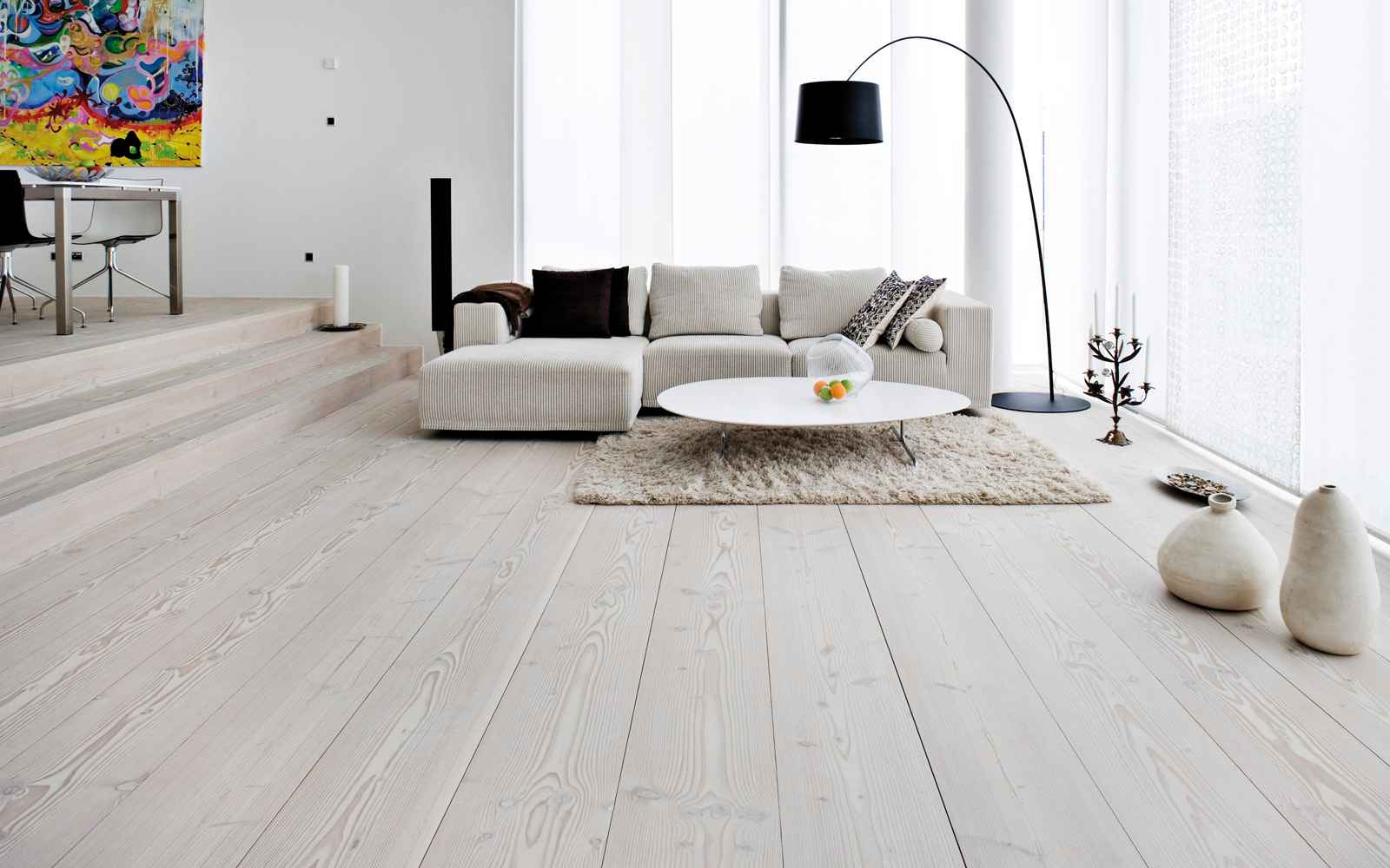 living room white hardwood floors