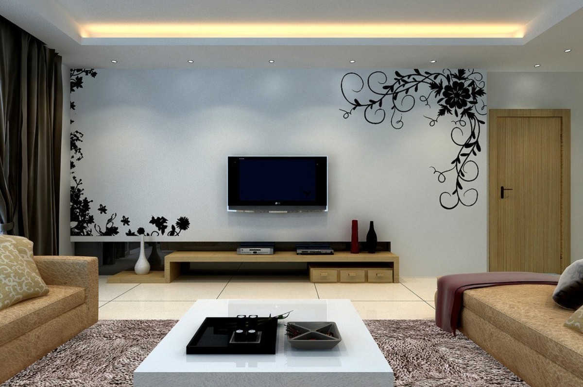 Living Room With Tv On The Wall
