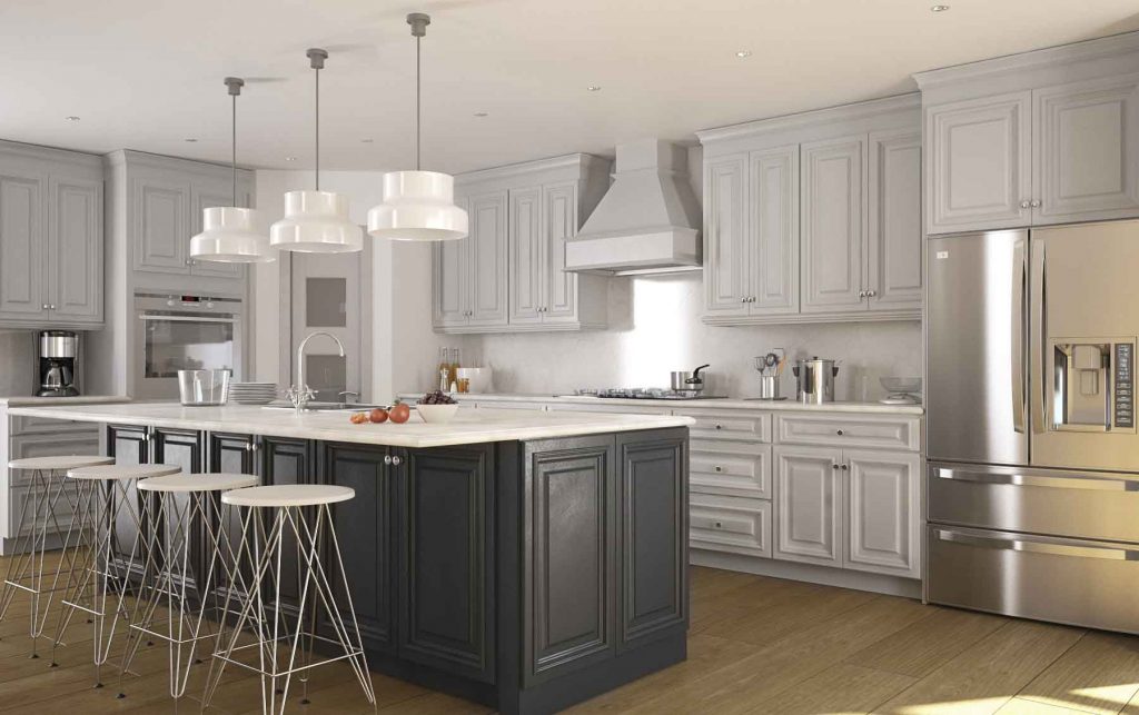 kitchen lighting gray cabinet