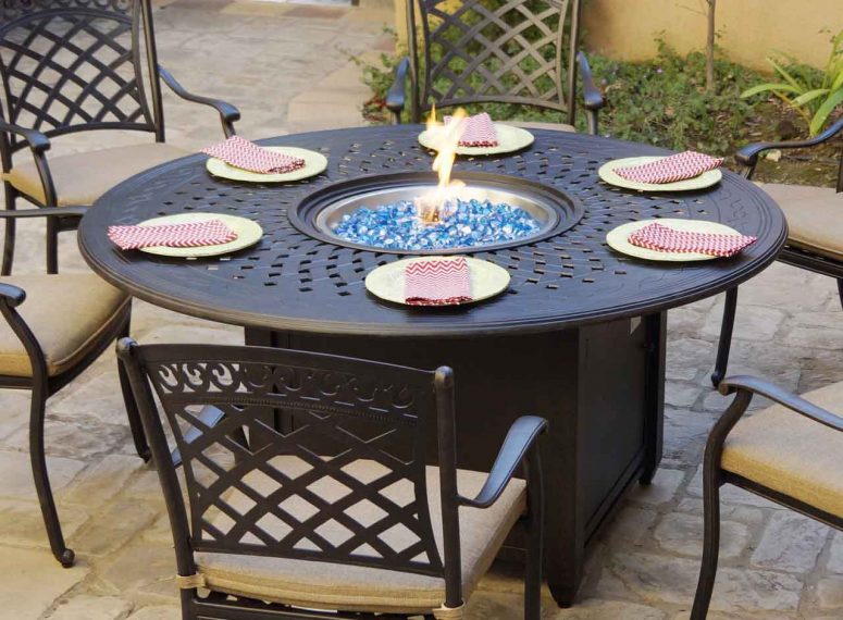 round propane fire pit table